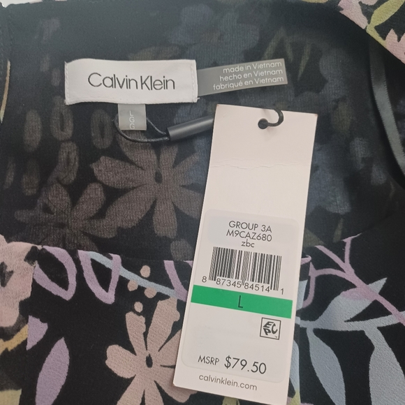 NWT Calvin Klein Floral Ruffled 3/4-Sleeve Top Blouse Women's size Large - Picture 4 of 12